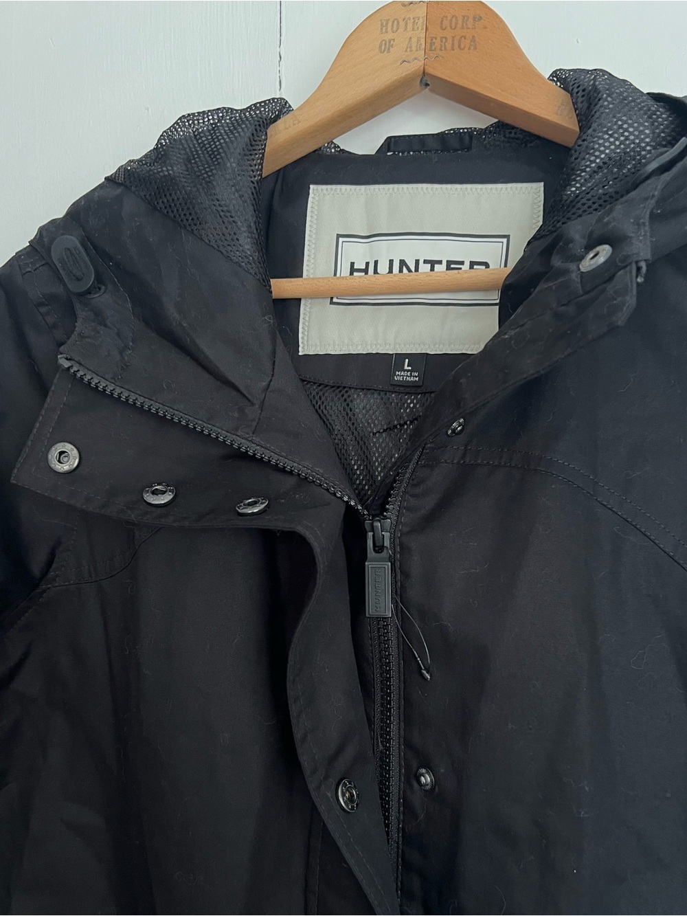 Hunter Brand Water Resistant Long Cotton Smock Rain Coat Jacket Black - Large - Picture 4 of 8